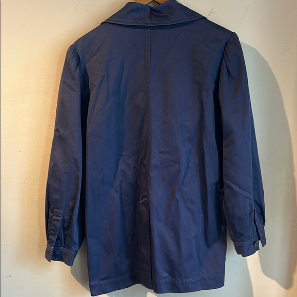 Vintage Saint Laurent Rive Gauche Women's Blue Twill Work Jacket - Picture 6 of 6